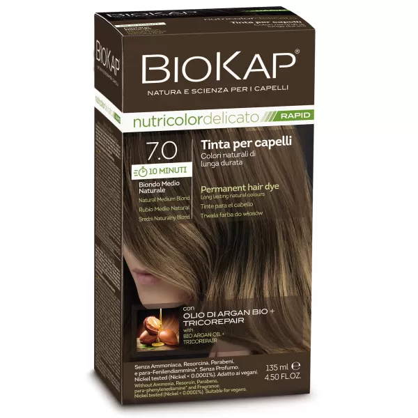 Biokap nutricolor rapid tartós hajfesték nr 7.0 natural medium blond 135 ml