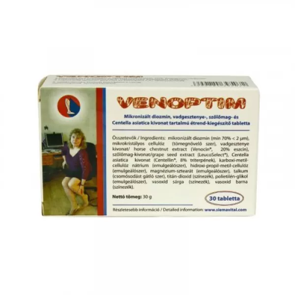 Venoptim Mikronizált diozmin,vadgesztenye,szőlőmag étrendkiegészítő 30 db